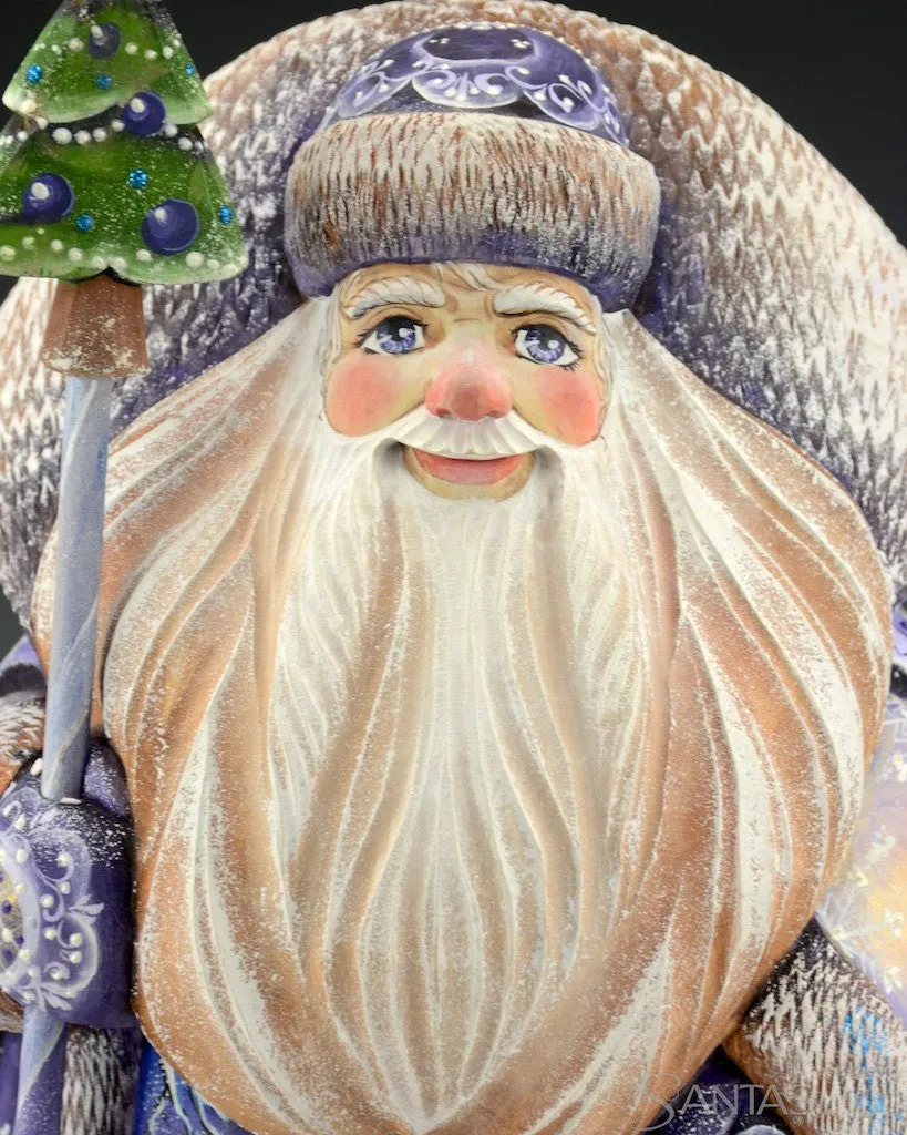 12 inch Purple Russian Santa with Twilight Scene