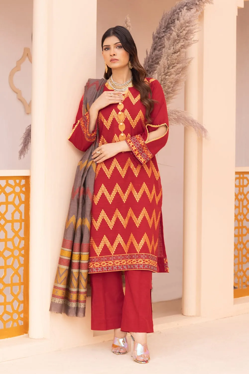 3PC Unstitched Embroidered Khaddar Suit KKE-2275