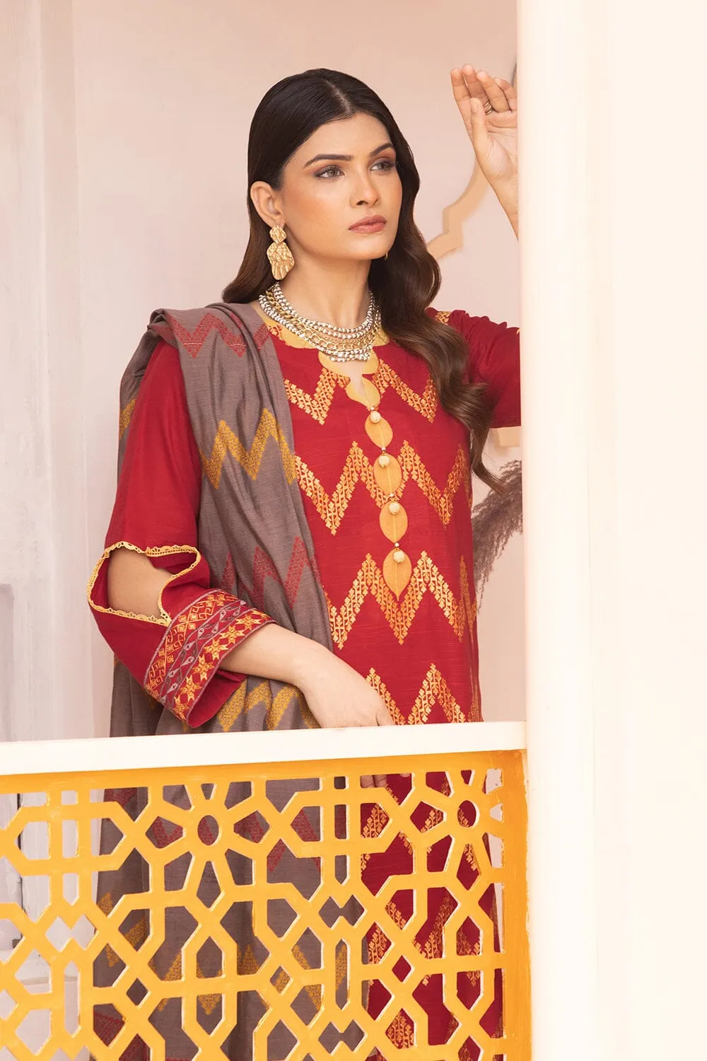 3PC Unstitched Embroidered Khaddar Suit KKE-2275