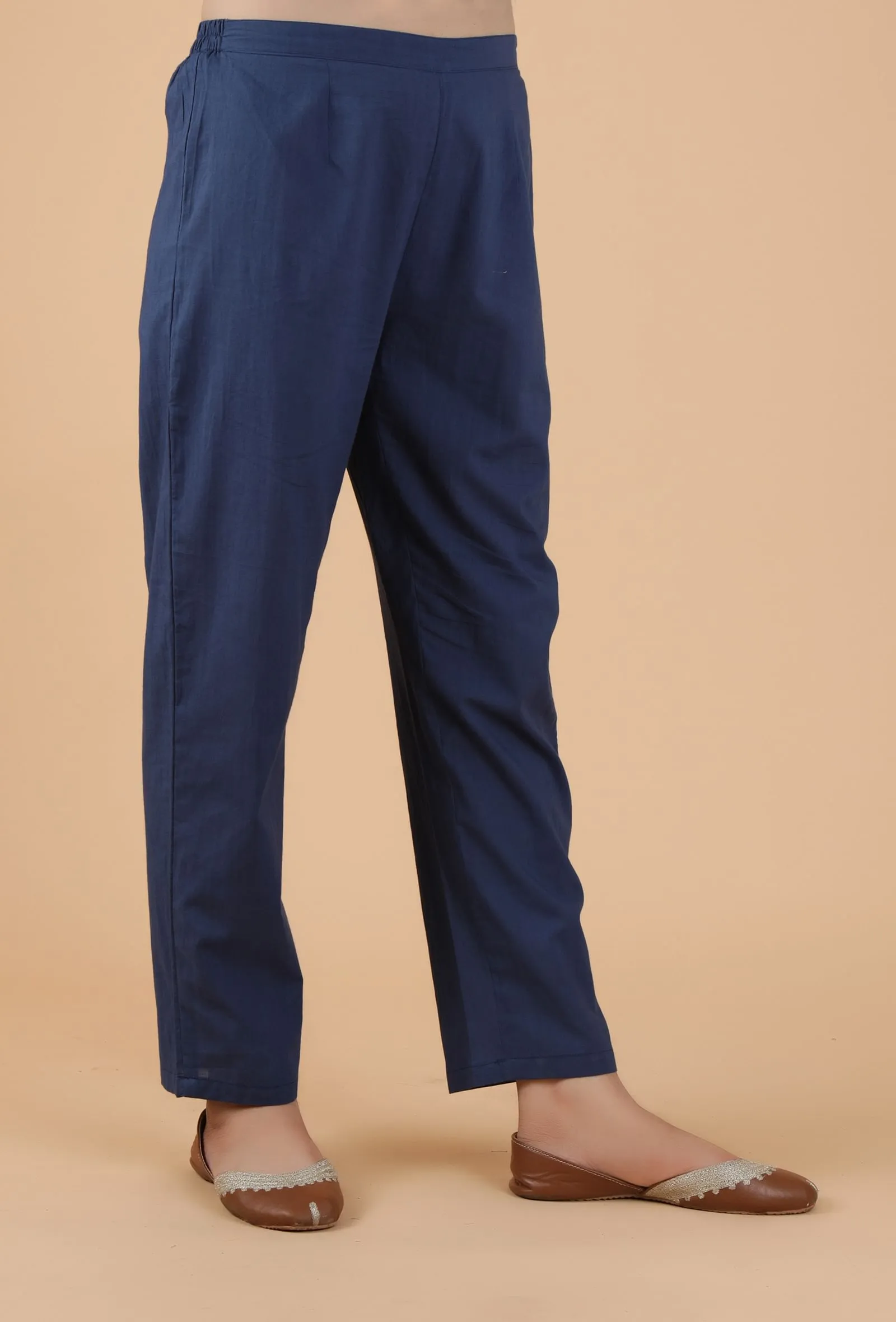 Alekhya Solid Indigo Blue Narrow Fit Pants