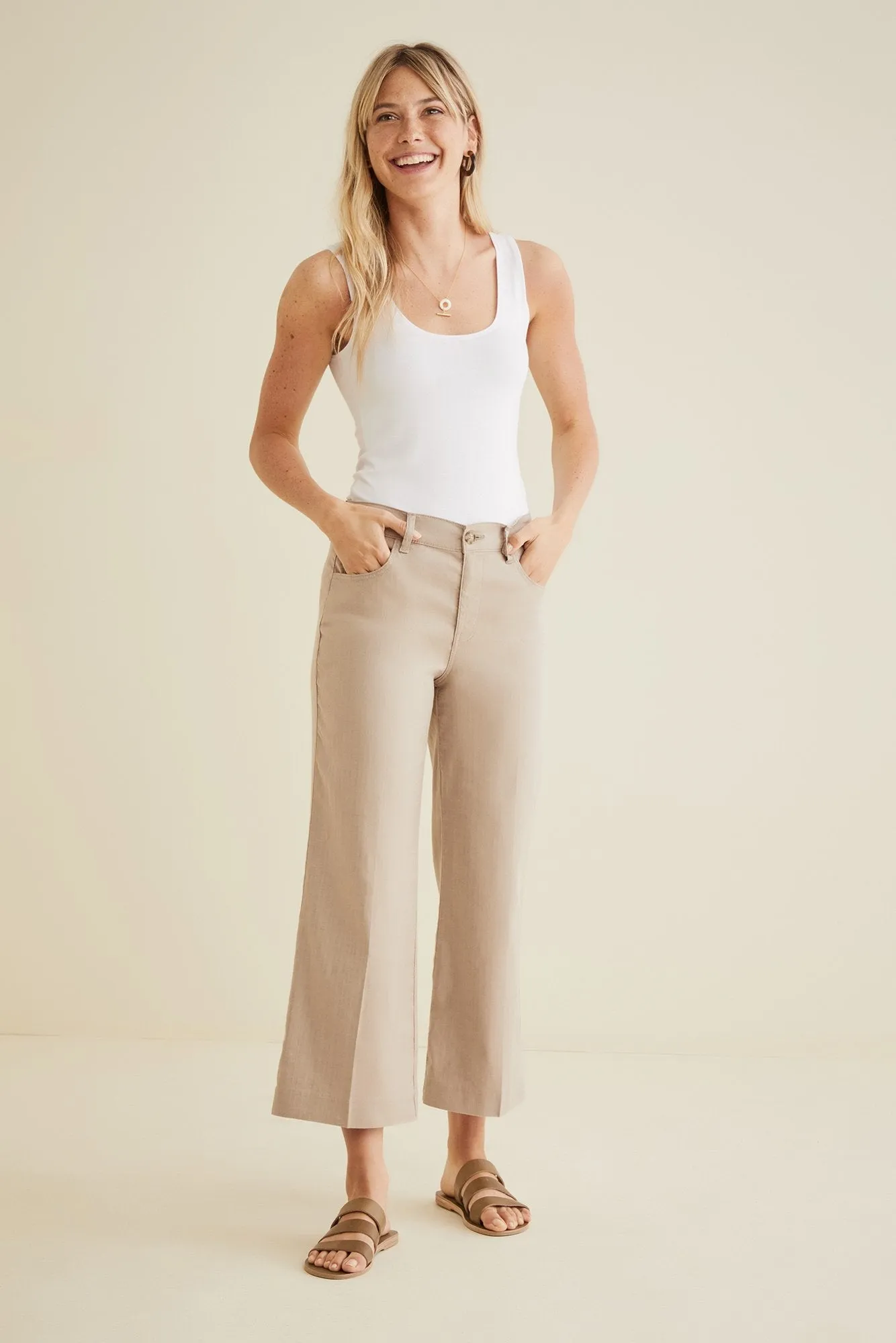 Annabelle Wide Leg Cropped Pant