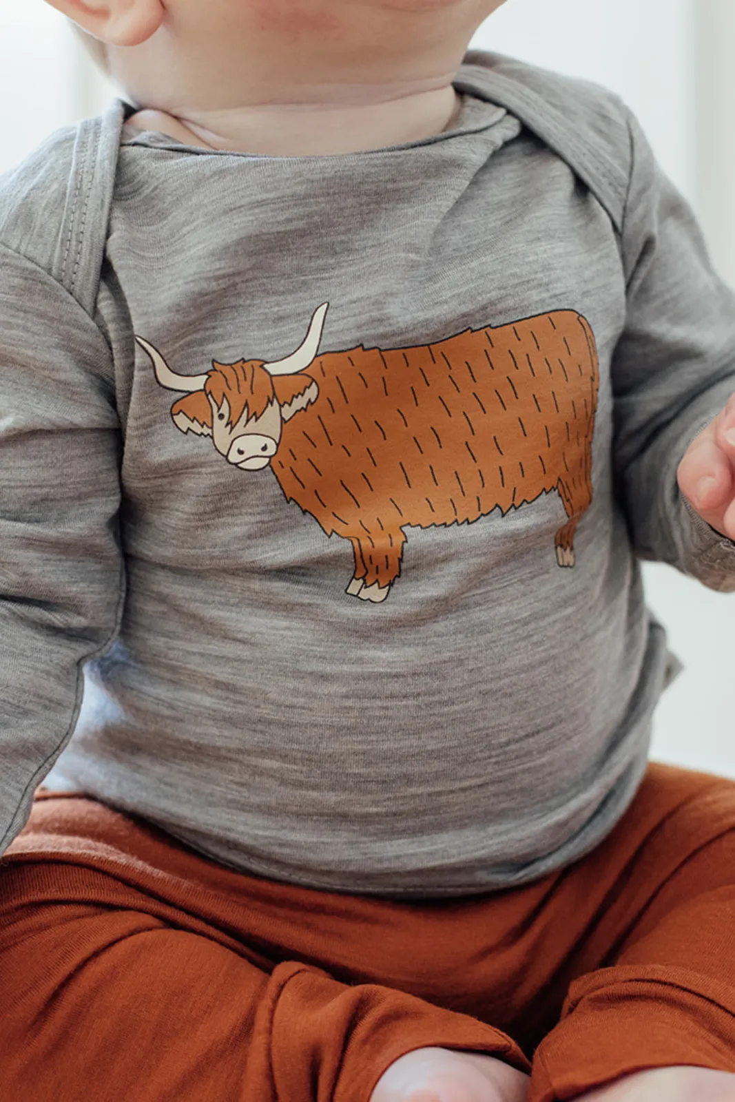 Baby Highland Cow Merino Print Top