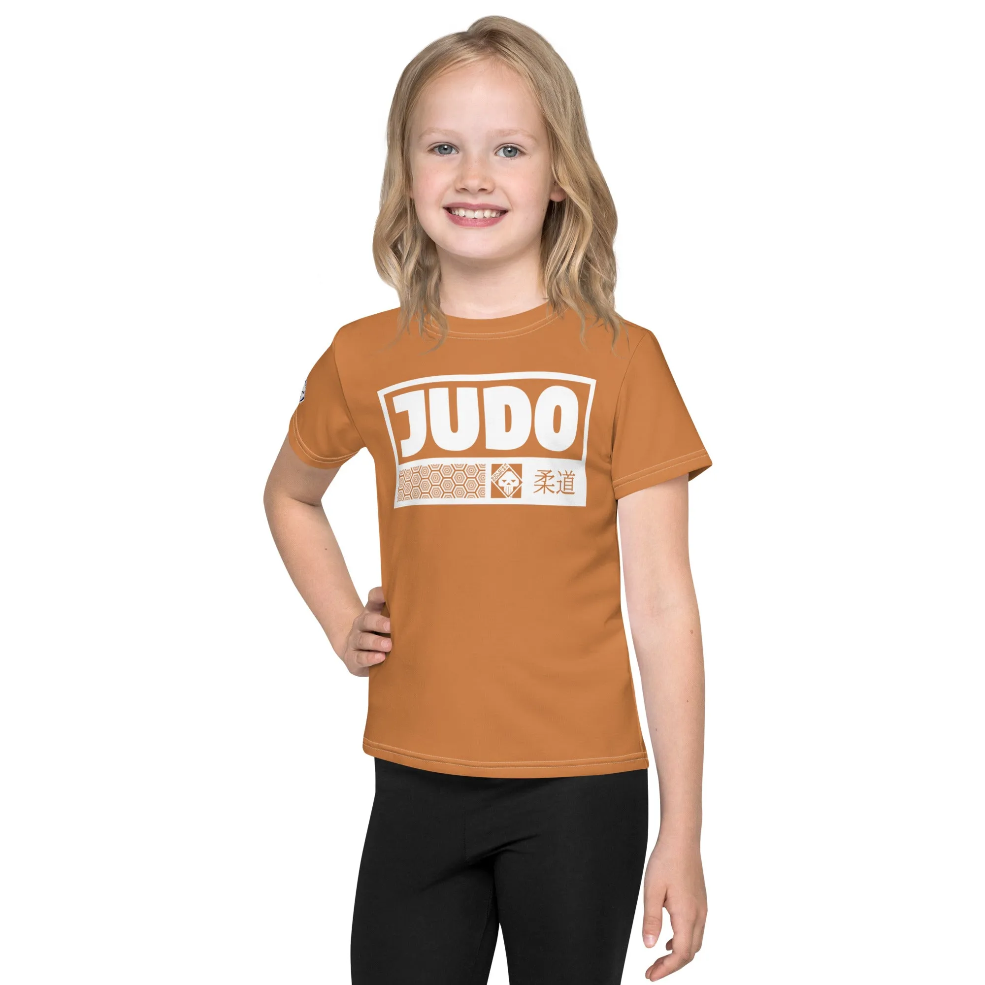 Beach Day Favorite: Girl's Short Sleeve Judo Rash Guard - Raw Sienna