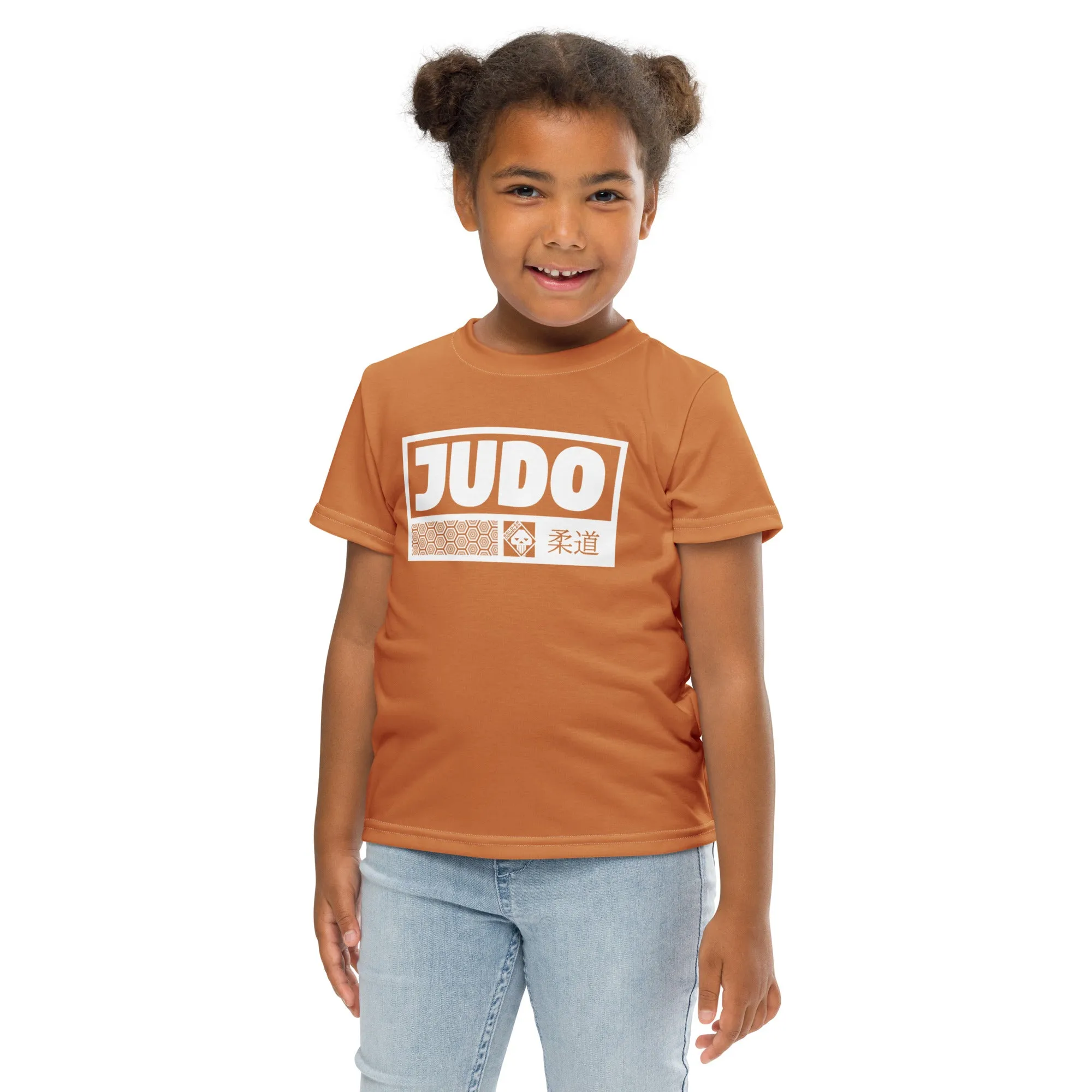 Beach Day Favorite: Girl's Short Sleeve Judo Rash Guard - Raw Sienna