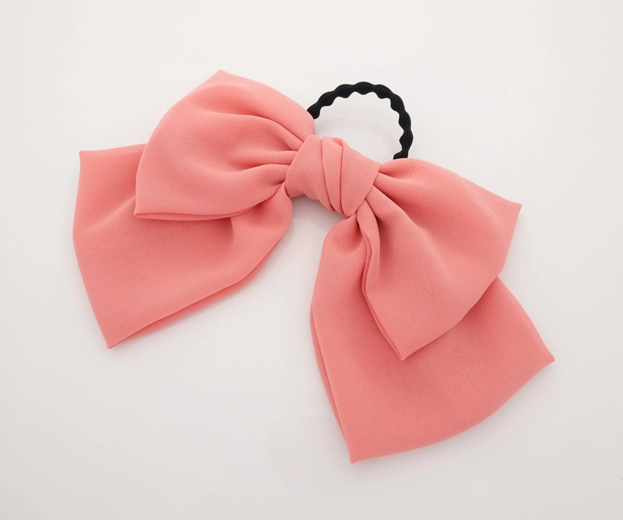 big chiffon bow hair elastic ponytail holder women hair tie accessory