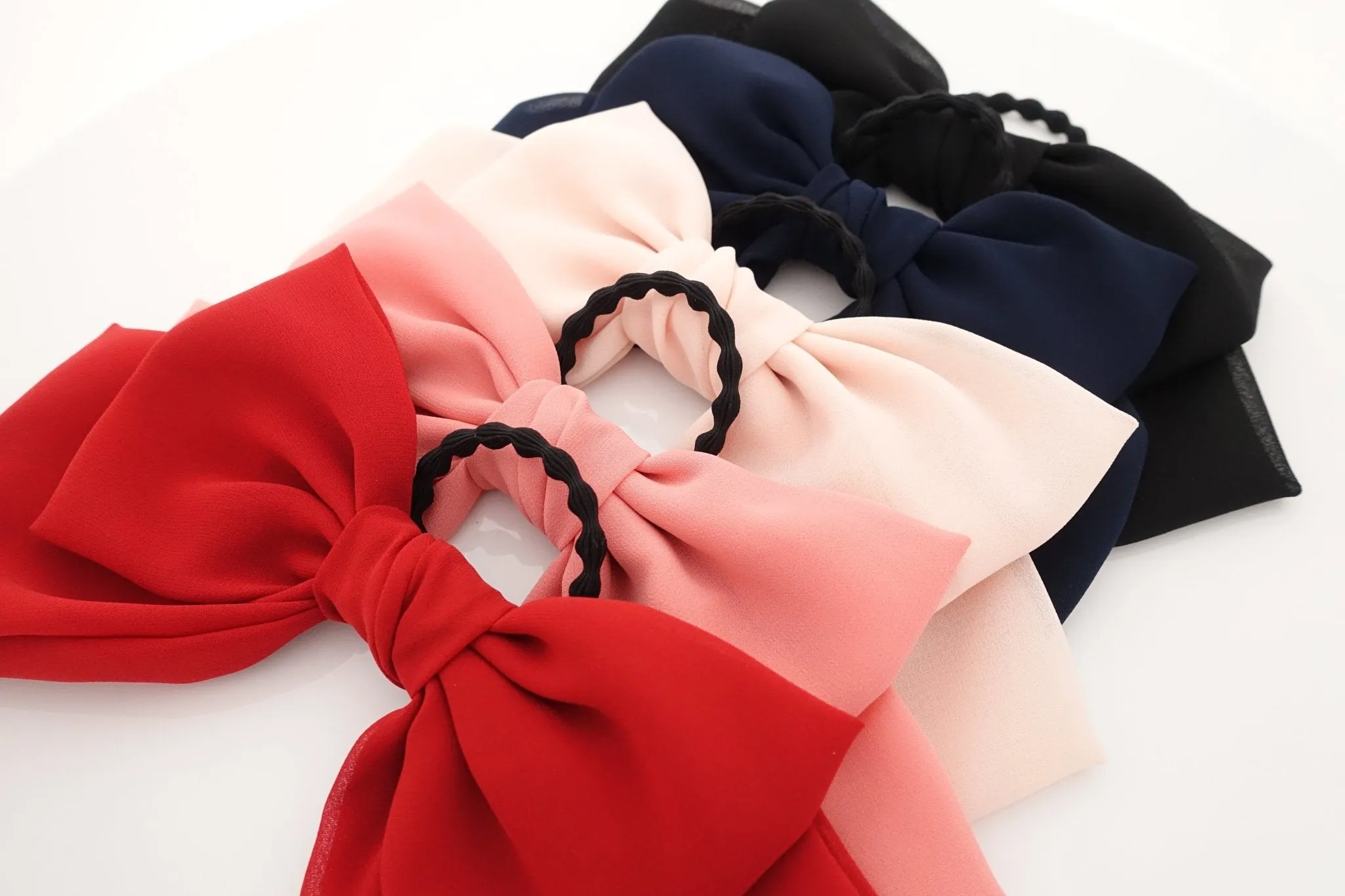 big chiffon bow hair elastic ponytail holder women hair tie accessory