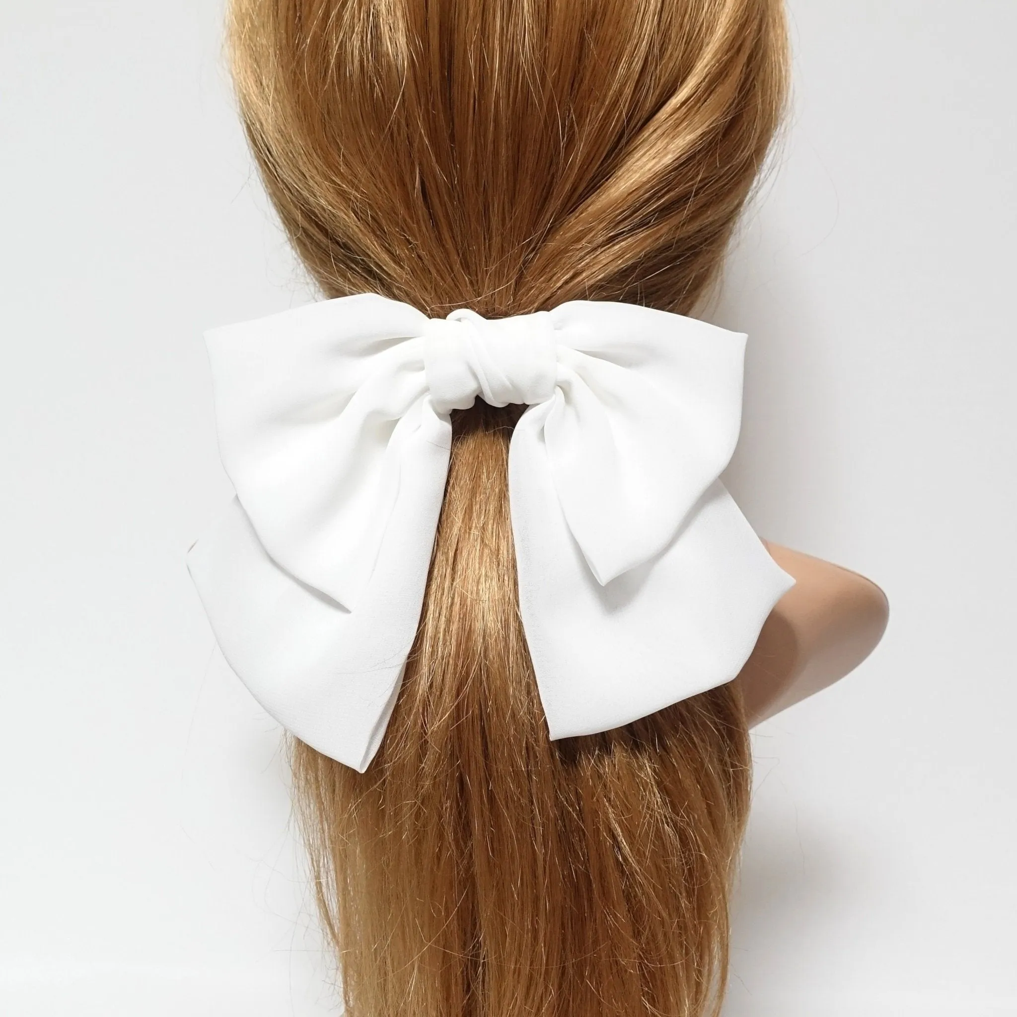 big chiffon bow hair elastic ponytail holder women hair tie accessory