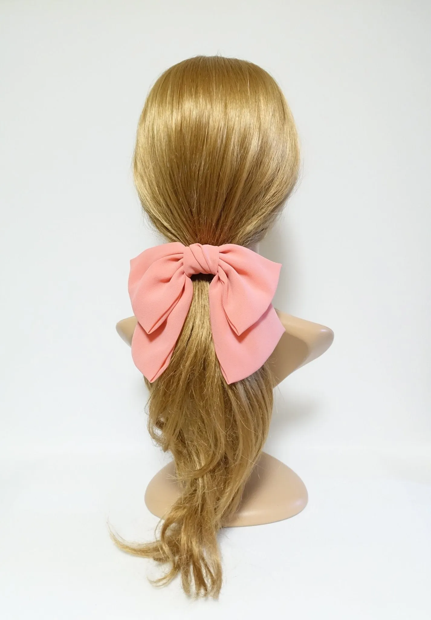 big chiffon bow hair elastic ponytail holder women hair tie accessory