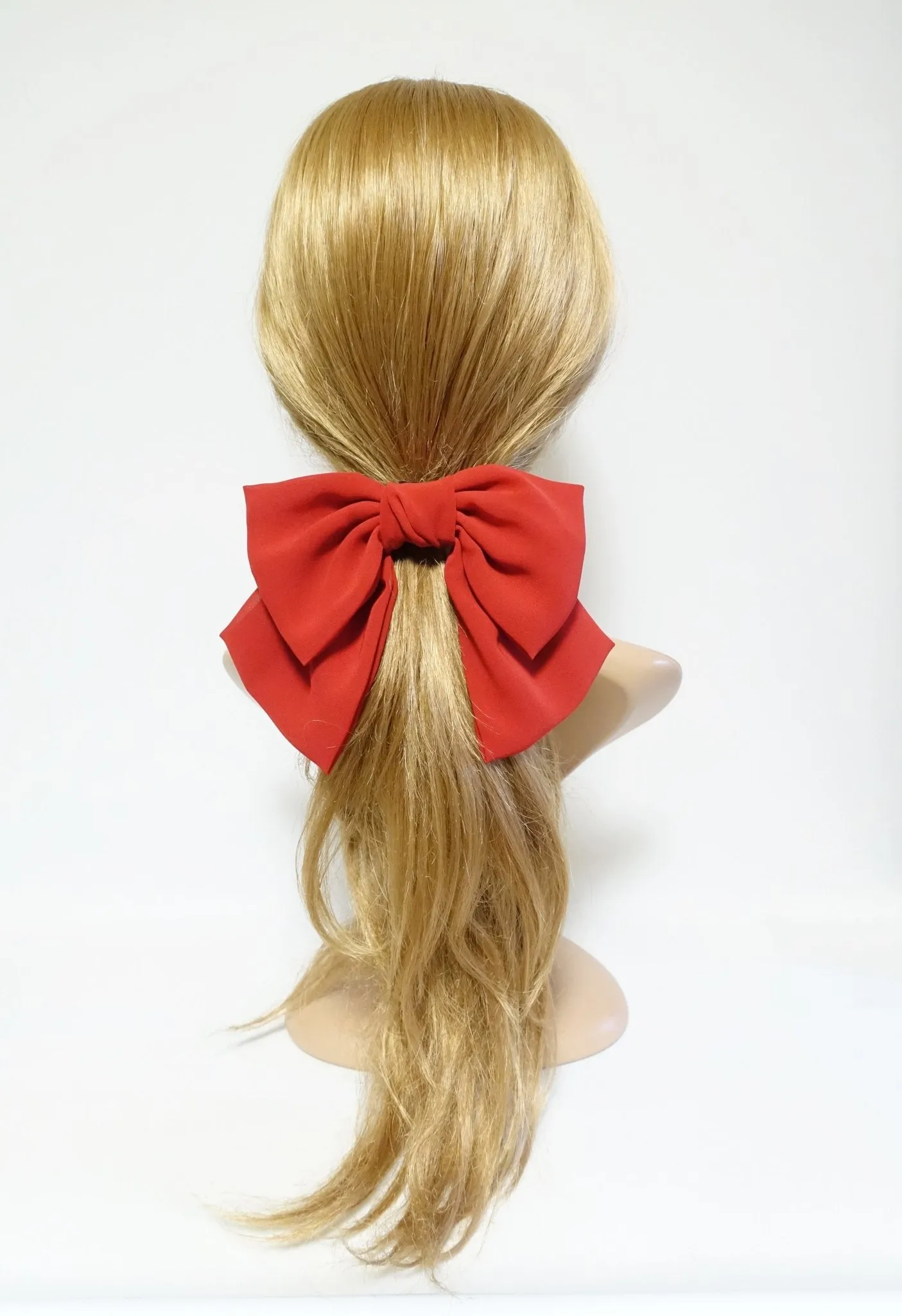 big chiffon bow hair elastic ponytail holder women hair tie accessory