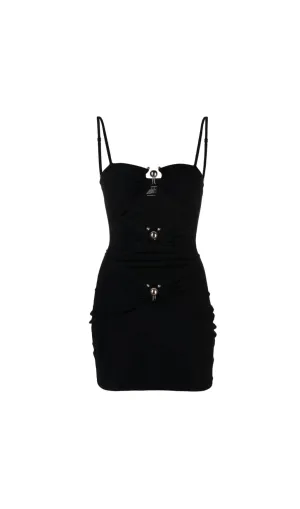 BLACK CUT-OUT MINI BEACH DRESS