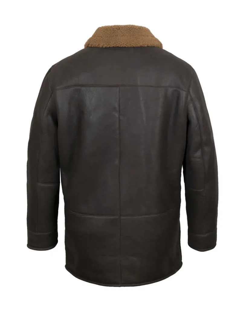 Black Shearling Genuine Leather Long Coat