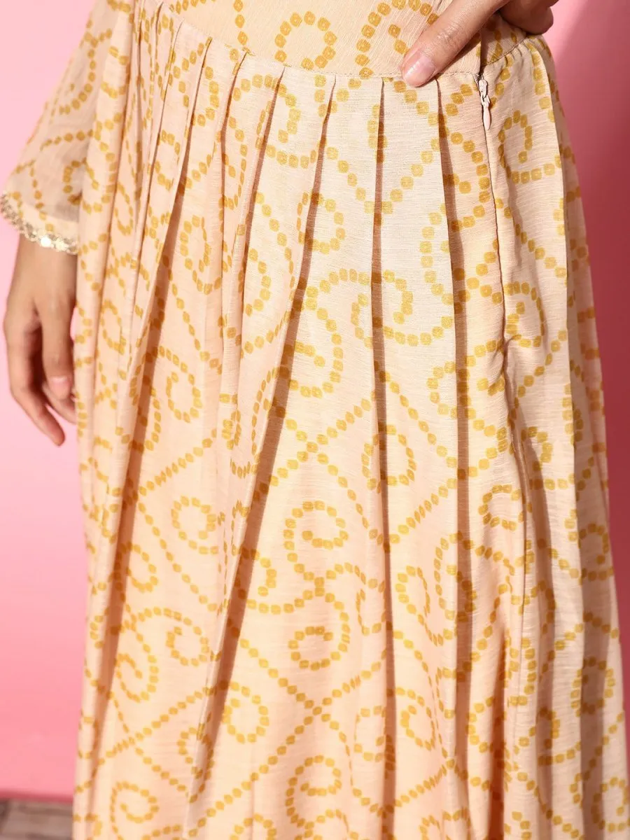 Bright Yellow Printed Semi-stitched Lehenga Choli With Dupatta