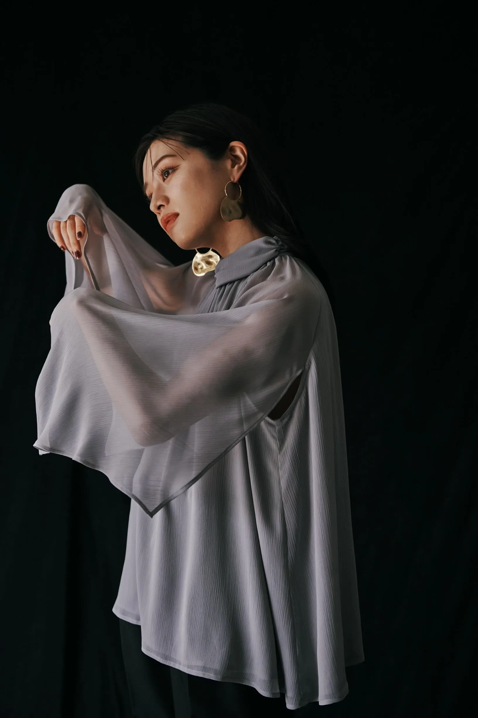 Cape sleeve Chiffon Blouse