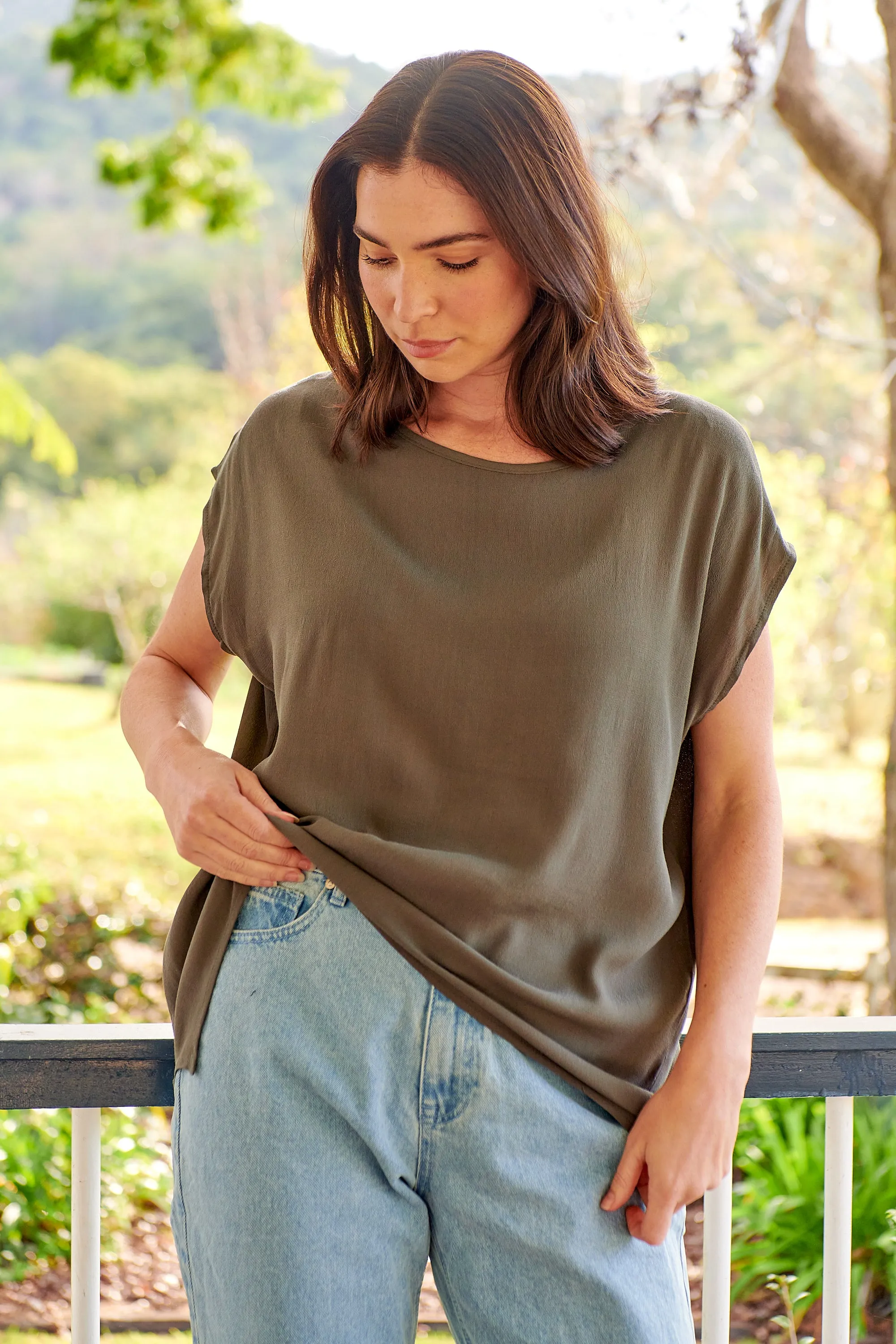 Chele Short Sleeve Oversized Plain Top