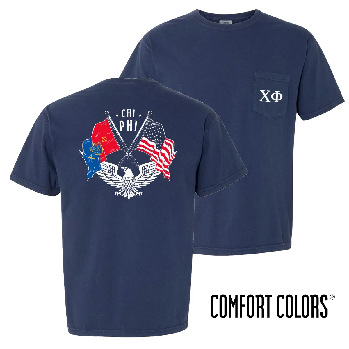 Chi Phi Comfort Colors Navy Patriot tee