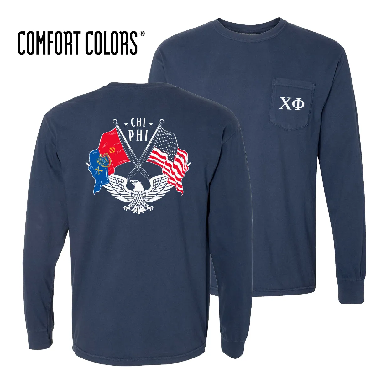 Chi Phi Comfort Colors Navy Patriot tee