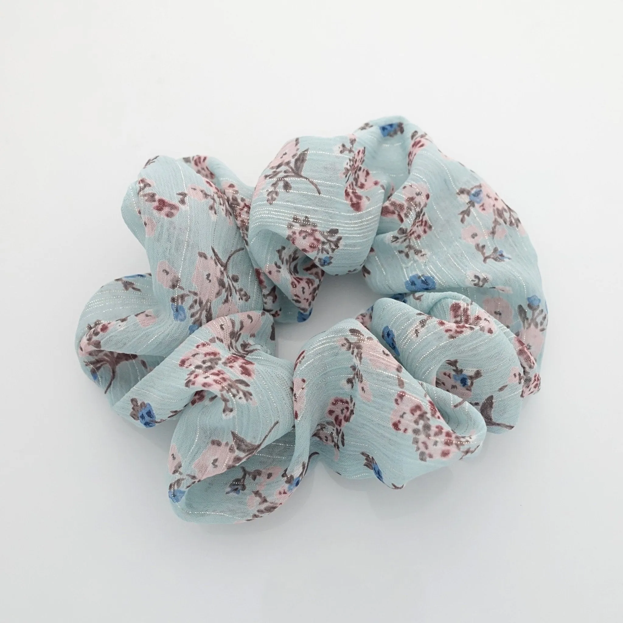 chiffon floral print scrunchies glittering stripe hair scrunchy women hair accessories Spring Summer hair ties