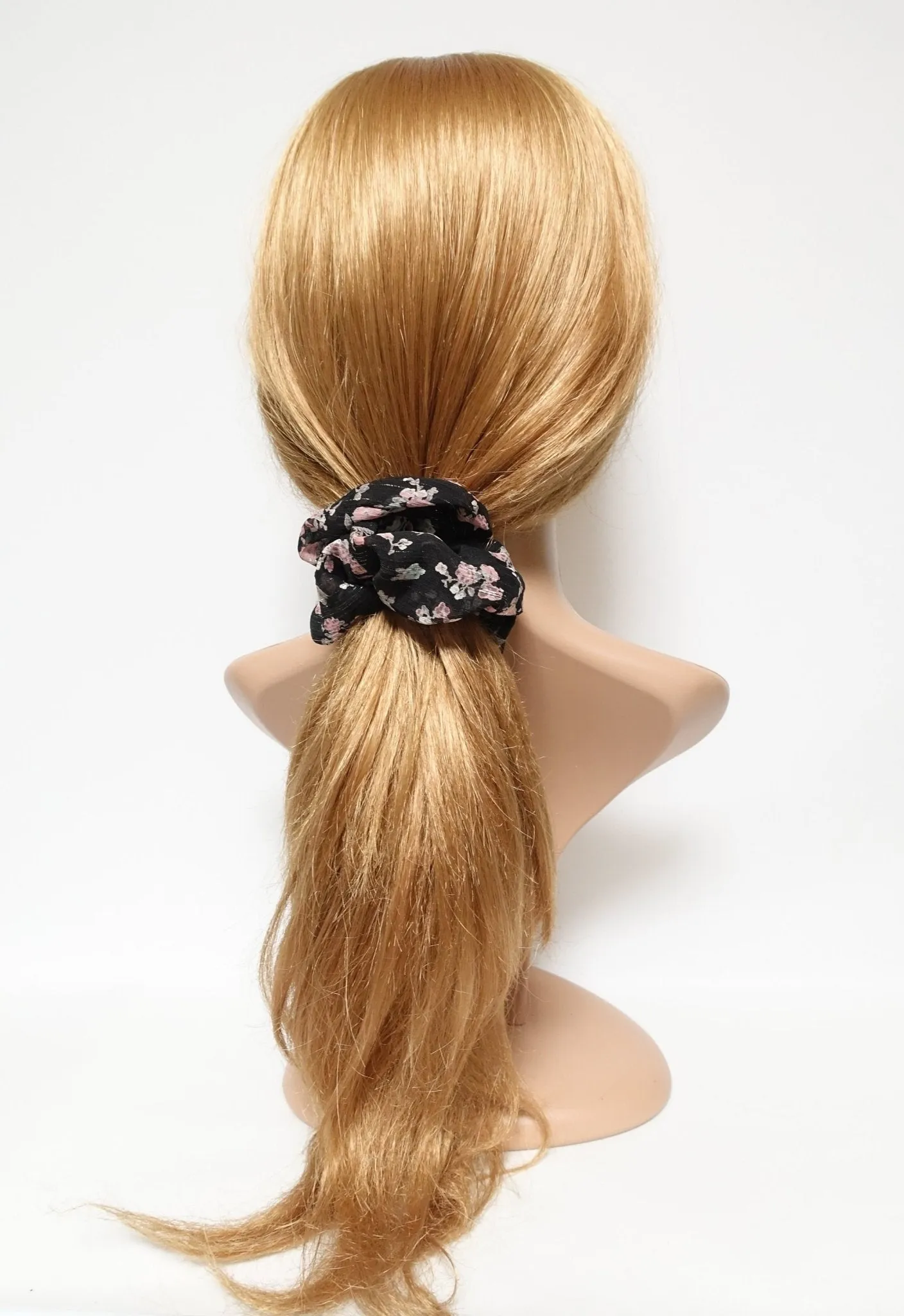 chiffon floral print scrunchies glittering stripe hair scrunchy women hair accessories Spring Summer hair ties