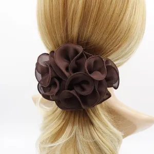 chiffon ruffle edge flower hair barrette for women