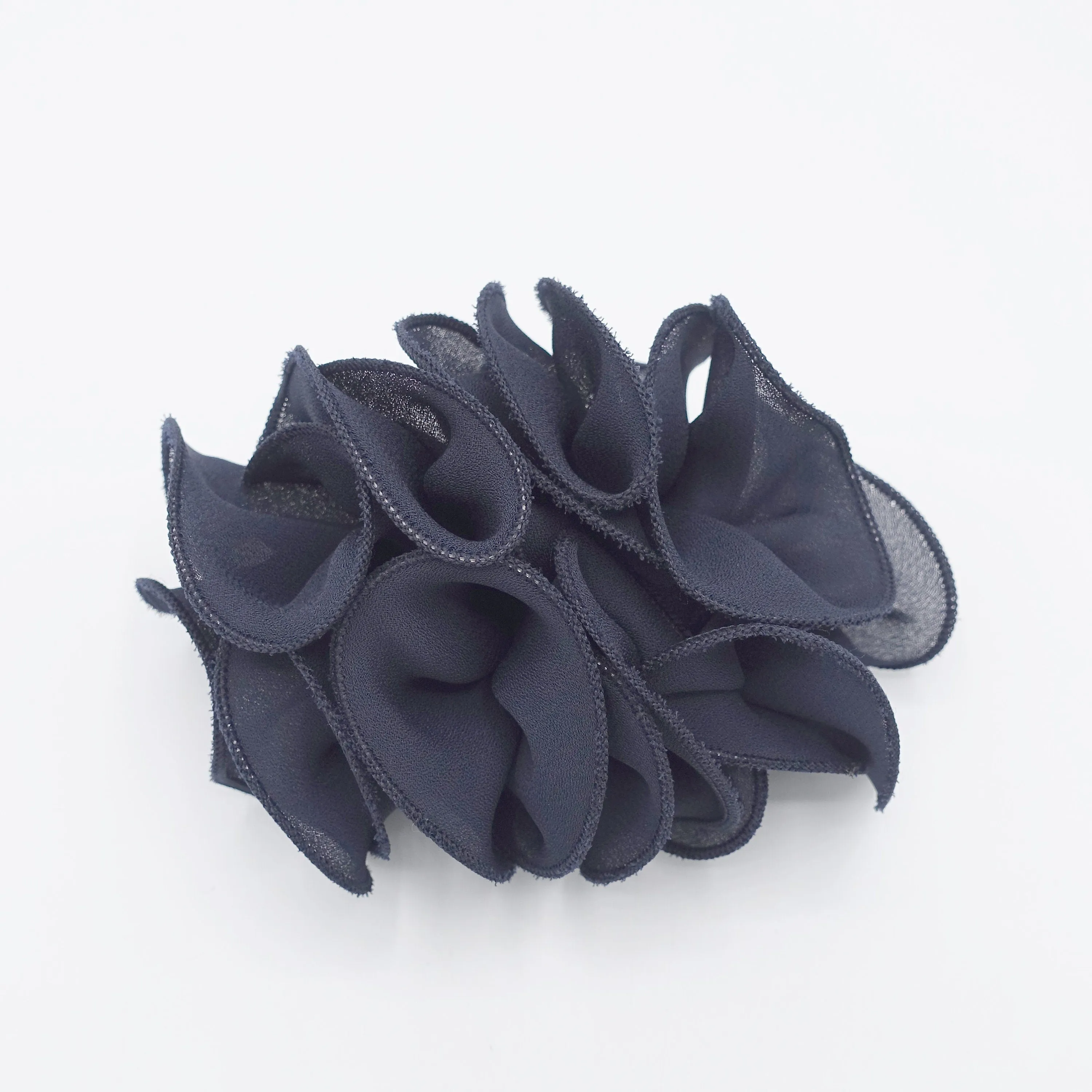 chiffon ruffle edge flower hair barrette for women