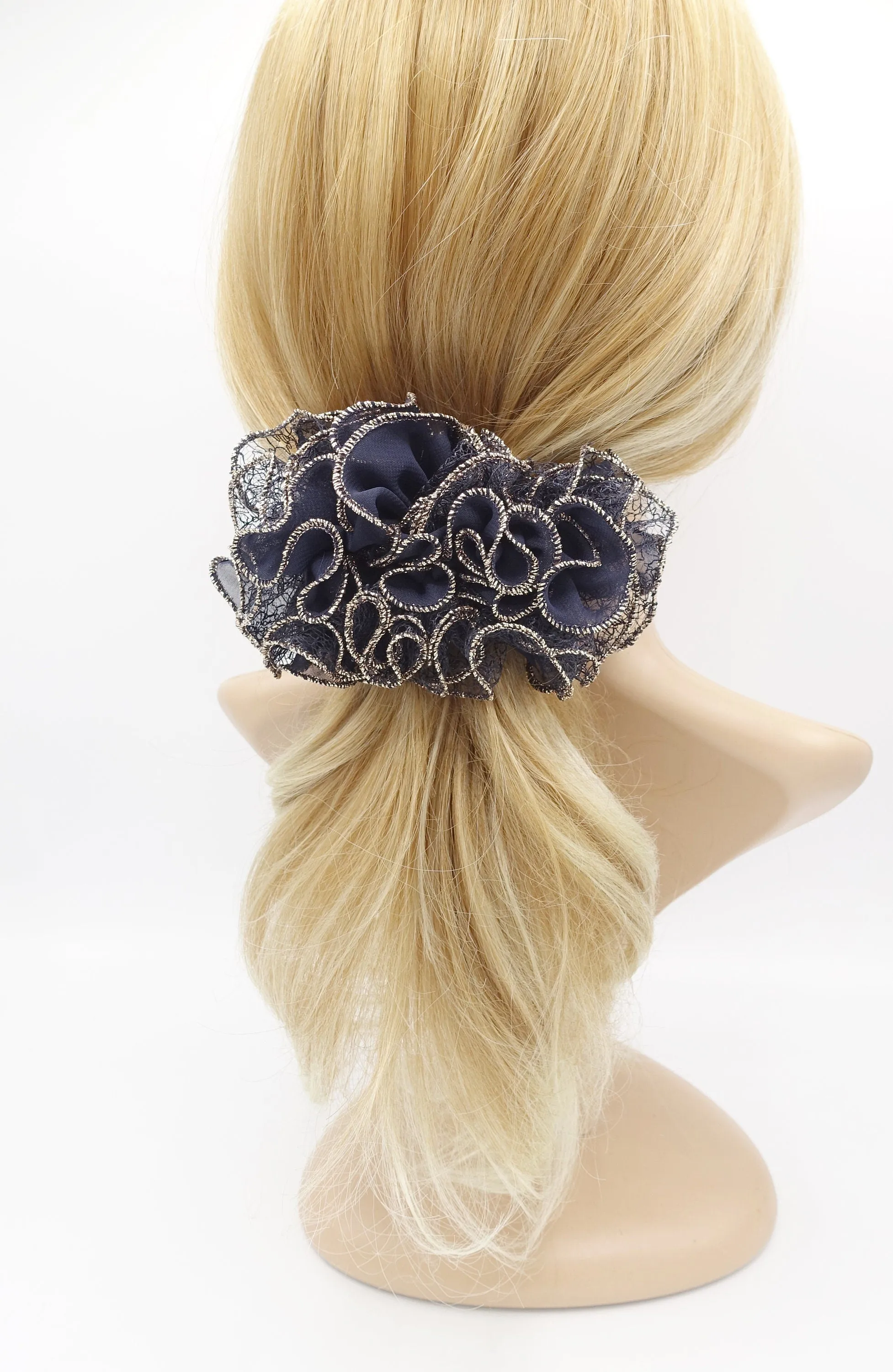 chiffon ruffle wave hair barrette