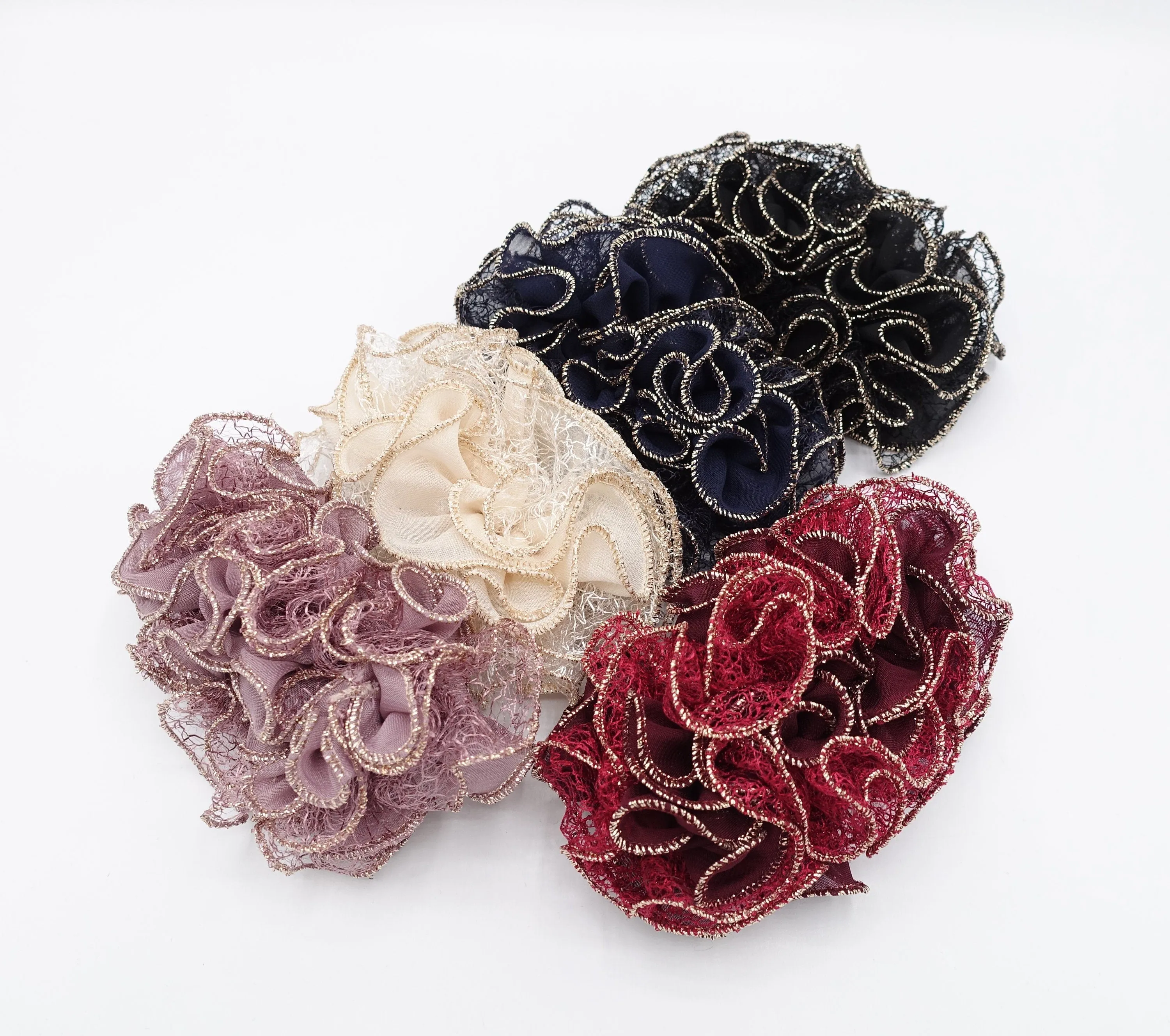 chiffon ruffle wave hair barrette