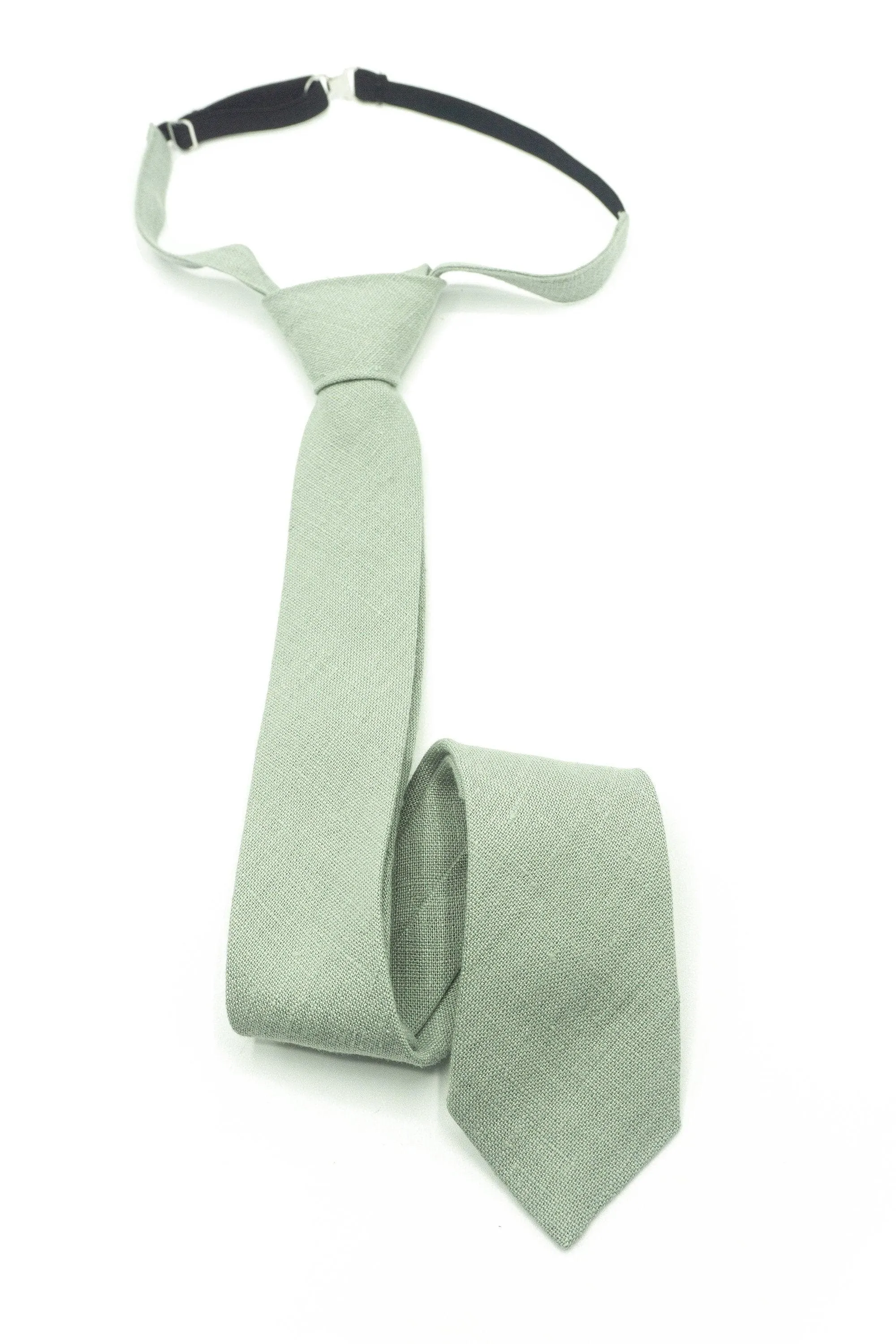 Dusty Light Sage Green Groomsmen Wedding Necktie with Matching Pocket Square