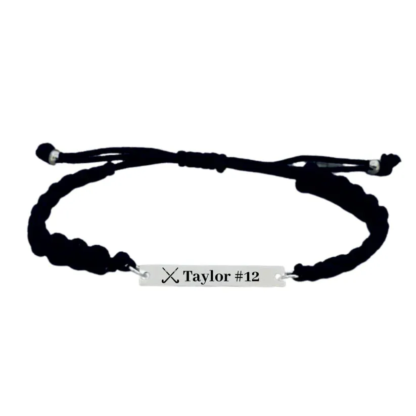 Engraved Field Hockey Rope Bracelet