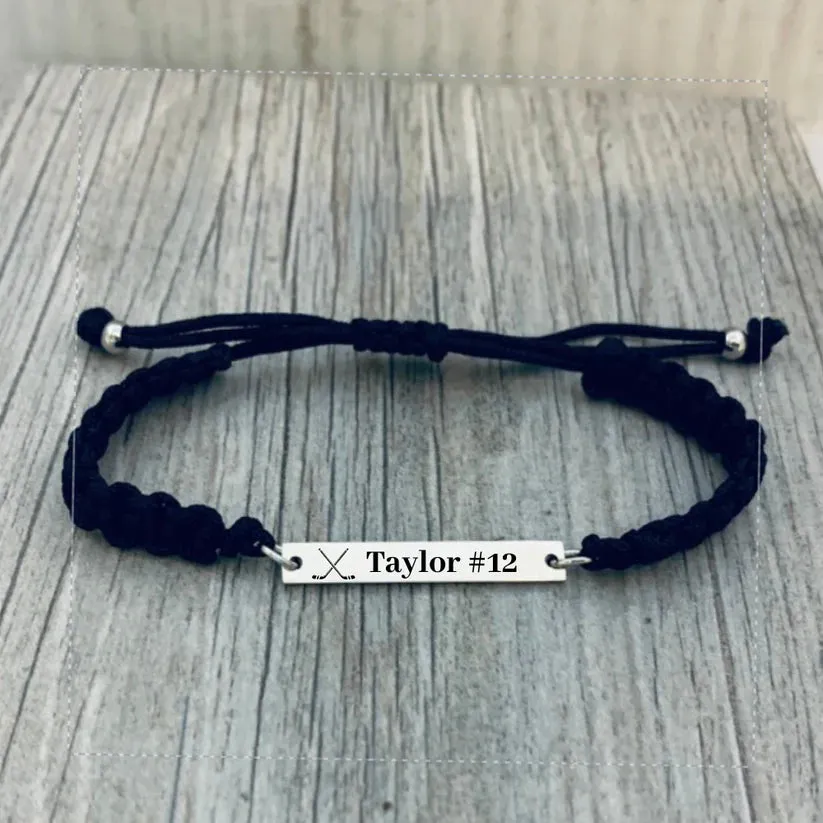 Engraved Field Hockey Rope Bracelet