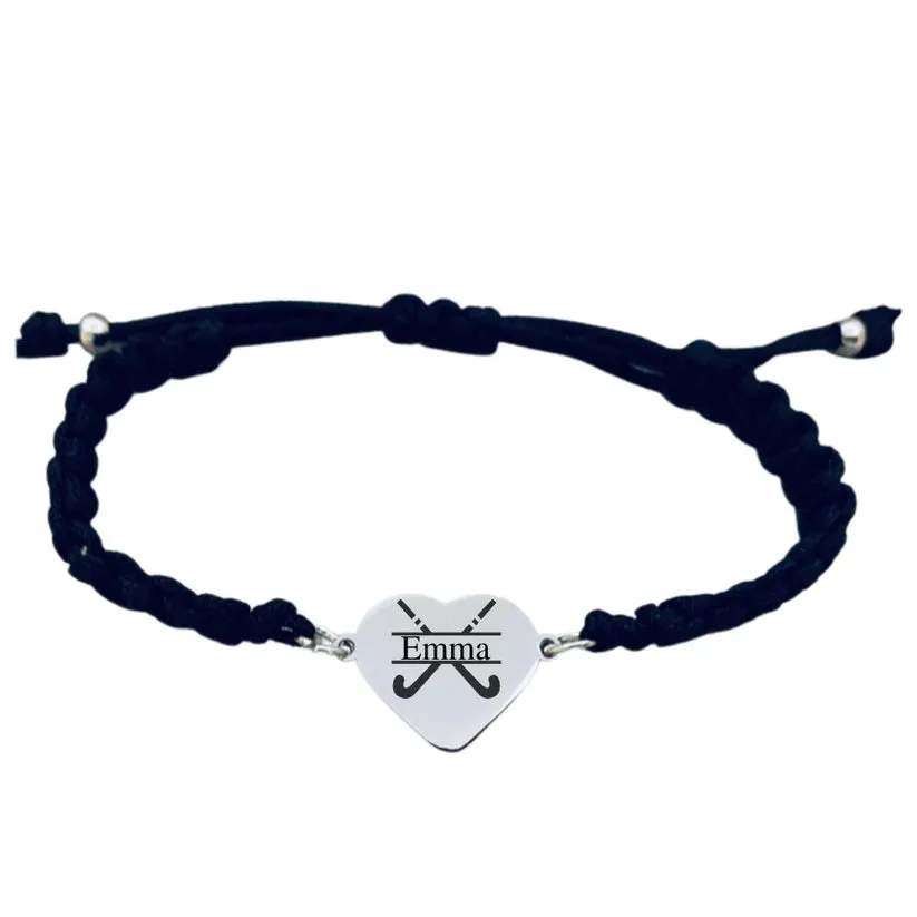 Engraved Field Hockey Rope Bracelet