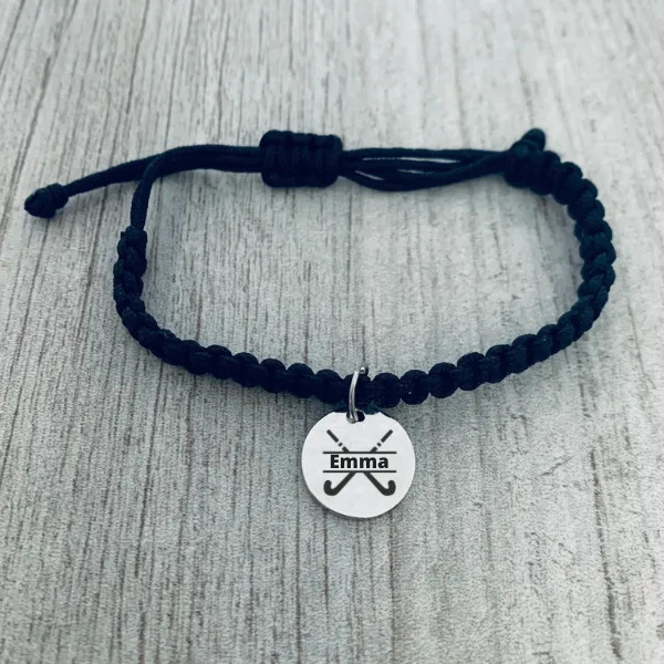 Engraved Field Hockey Rope Bracelet