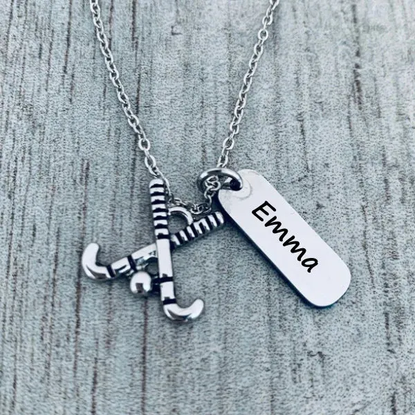 Engraved Personalized Field Hockey Necklace