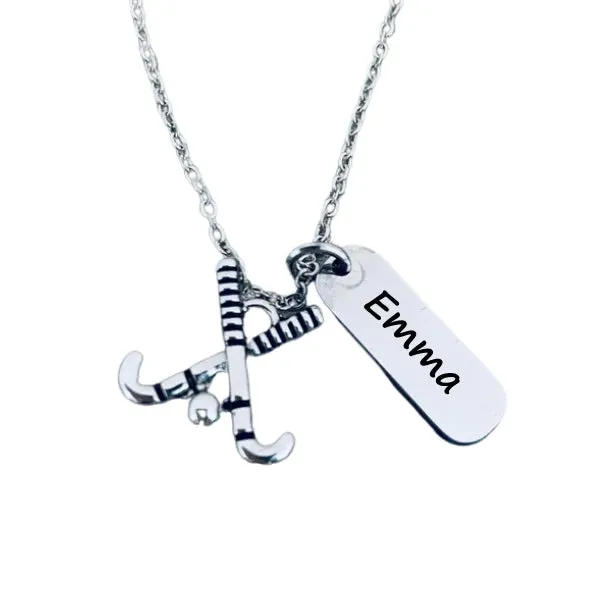 Engraved Personalized Field Hockey Necklace