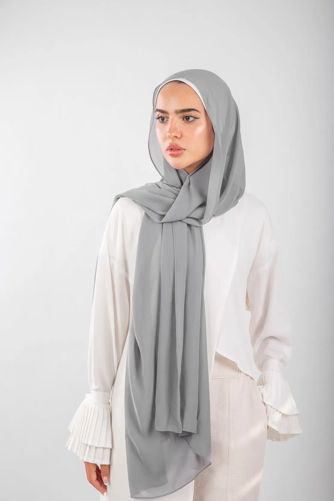 Essential Chiffon Hijab-Cloud Grey