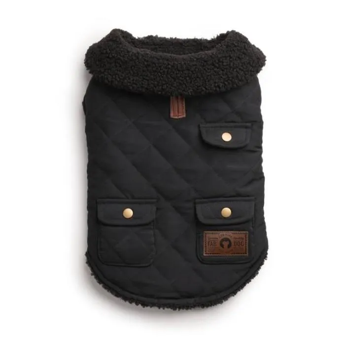 Fabdog | Quilted Shearling All Black Dog Jacket