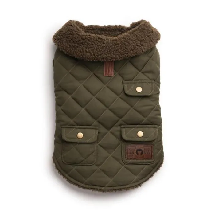 Fabdog | Quilted Shearling All Olive Dog Jacket