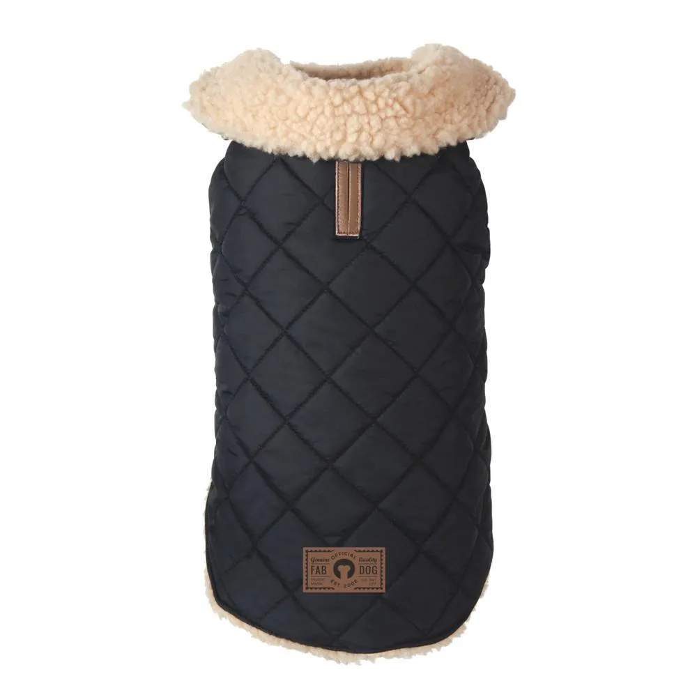 Fabdog | Quilted Shearling Black & Cream Dog Jacket