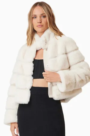 Faux Fur Panel Jacket - Ivory