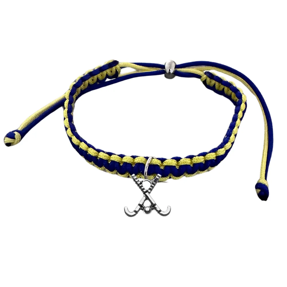 Field Hockey Charm Multi Colored Rope Bracelet - Pick Colors