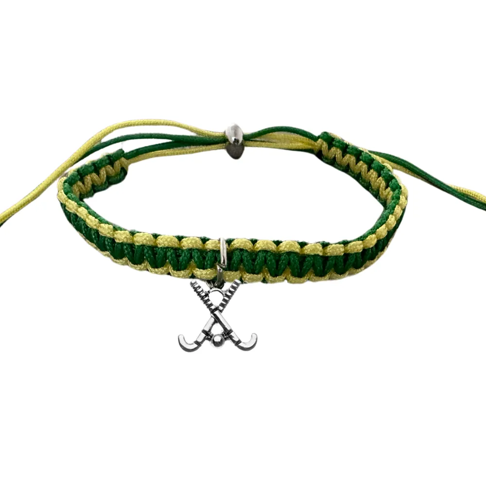 Field Hockey Charm Multi Colored Rope Bracelet - Pick Colors