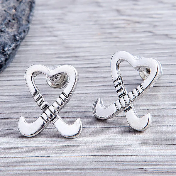 Field Hockey Heart Stick Earrings