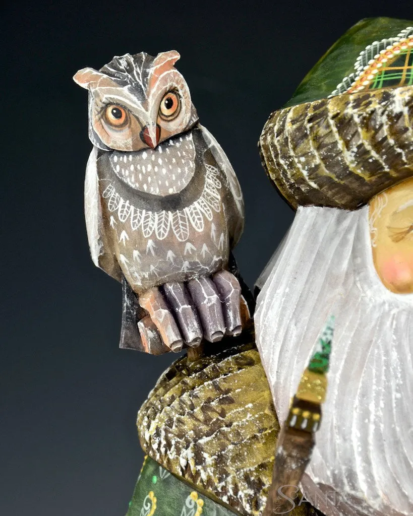 Forest Green Russian Santa with Owl