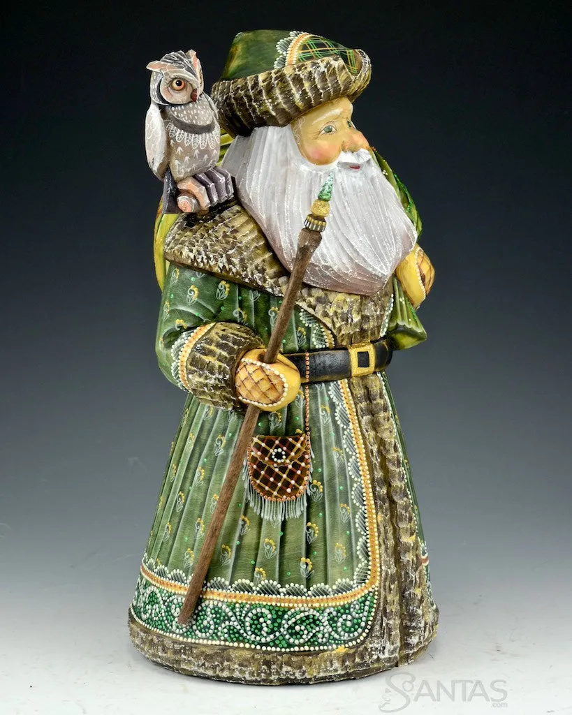 Forest Green Russian Santa with Owl