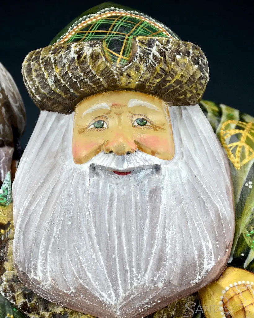 Forest Green Russian Santa with Owl