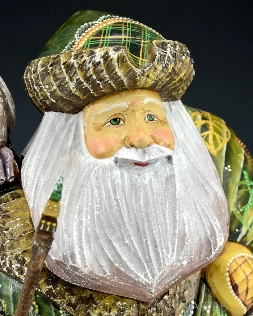 Forest Green Russian Santa with Owl