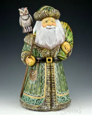 Forest Green Russian Santa with Owl