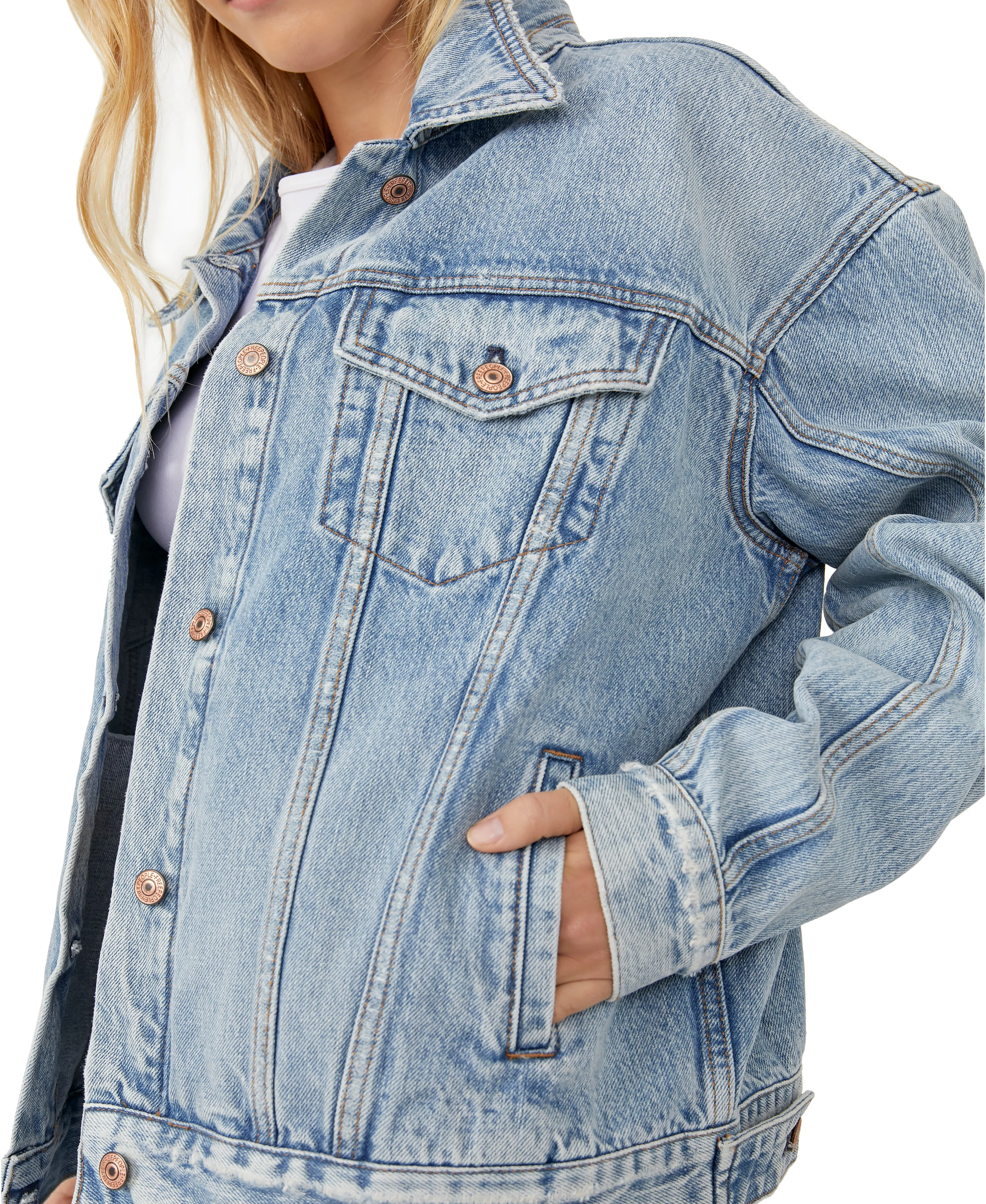 Free People Jolene Trucker Denim Jacket