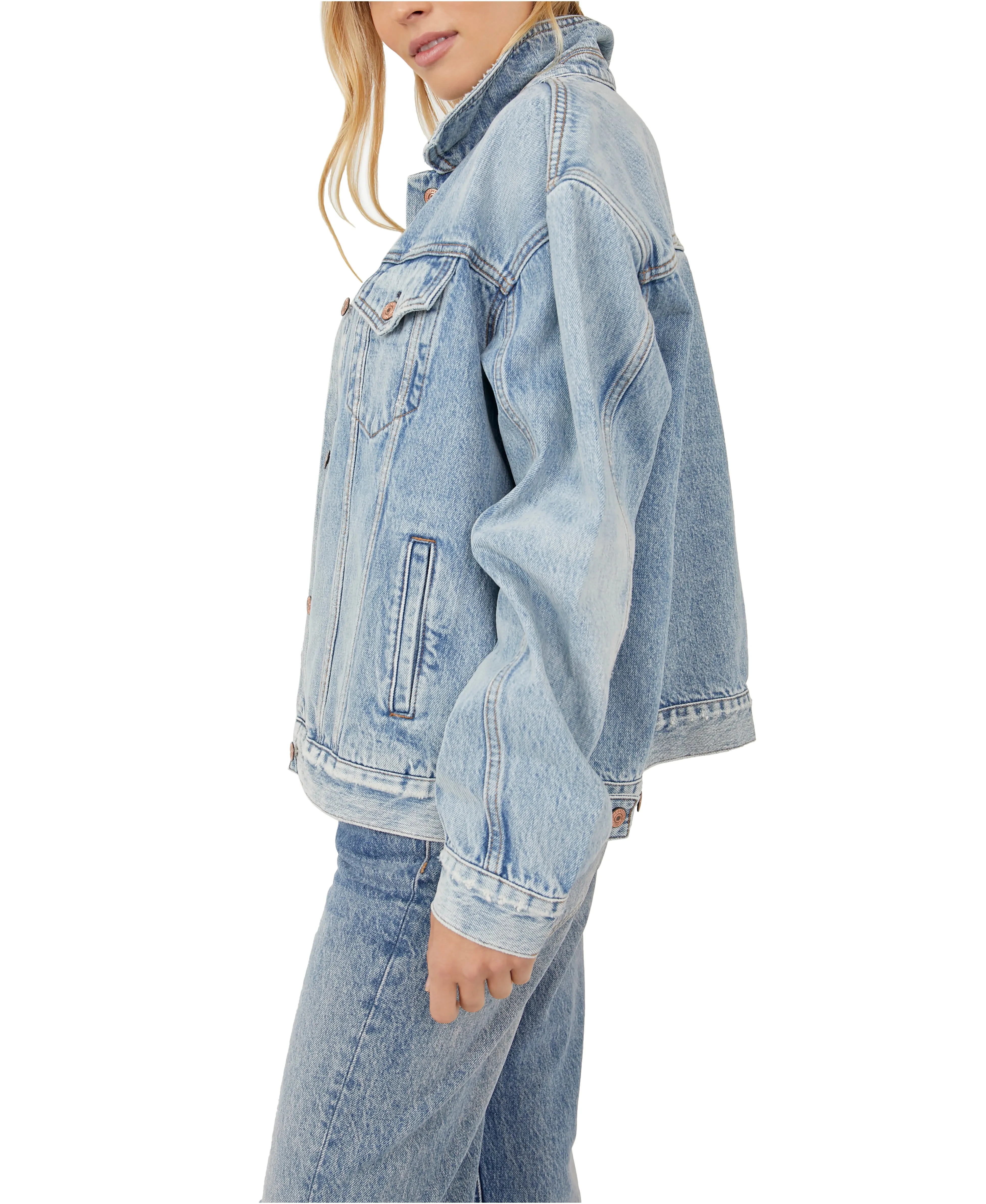 Free People Jolene Trucker Denim Jacket