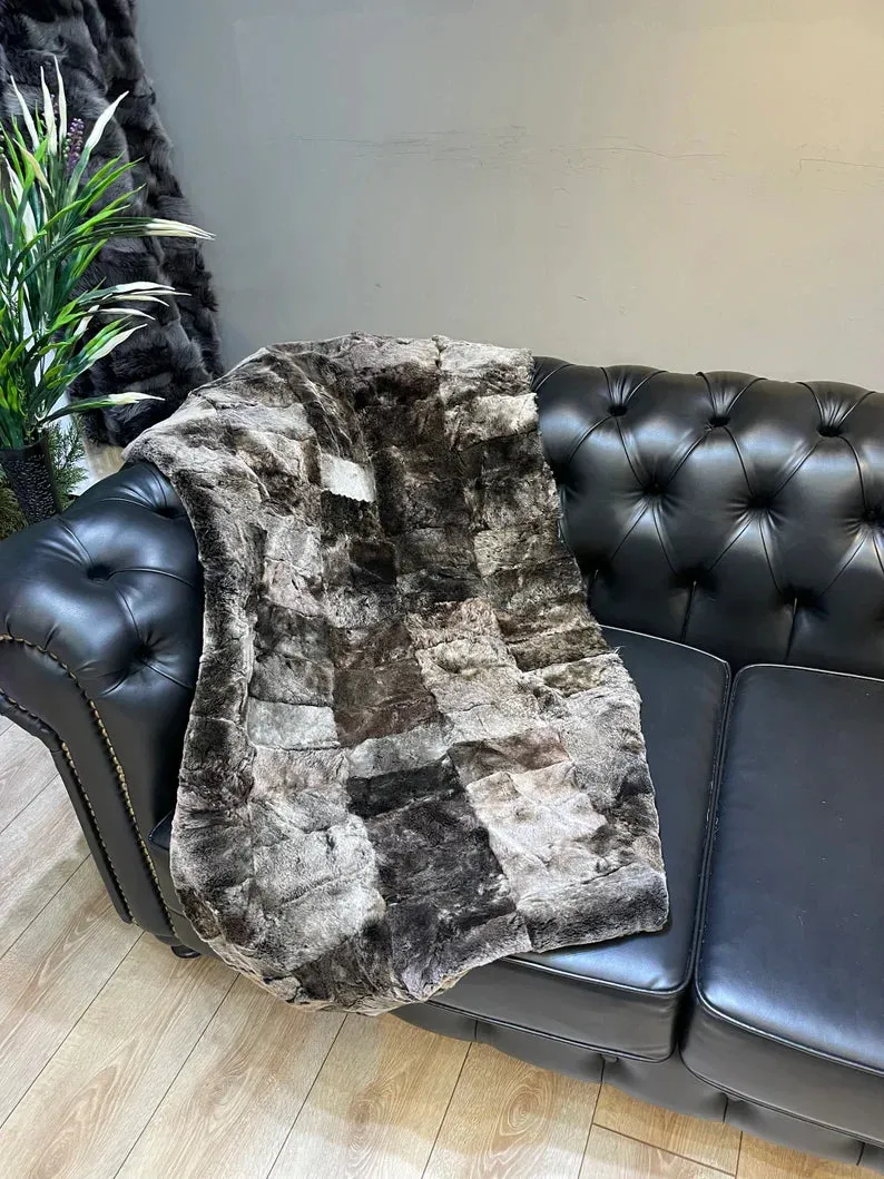 Genuine Fur Luxury Throw for Bedroom, Natural Sheepskin Shaggy Blanket