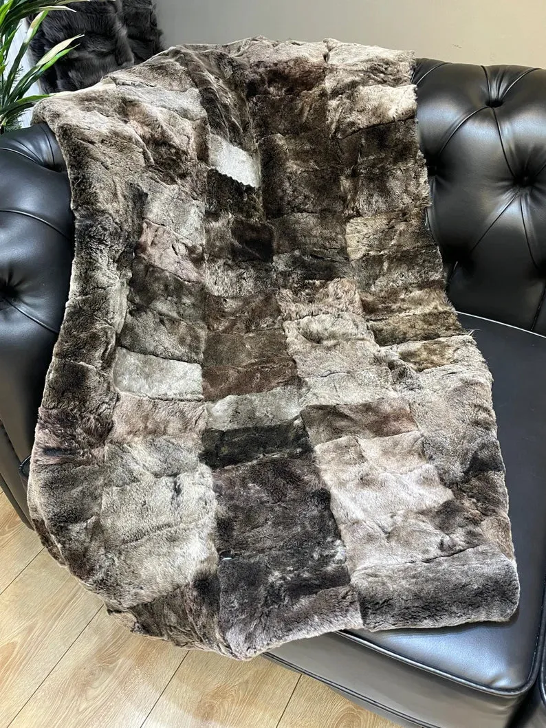 Genuine Fur Luxury Throw for Bedroom, Natural Sheepskin Shaggy Blanket